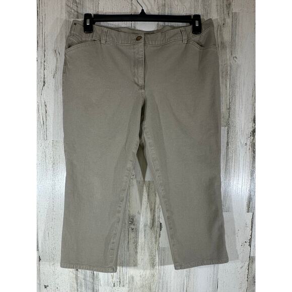 Chicos So Slimming Capri Pants Size 2.5 (34x20.5) Taupe Greige Mid Rise Stretchy - Picture 1 of 9